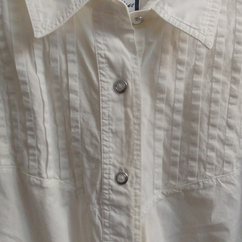 Bill Blass Eveningwear White pima Cotton pleated bib unisex tuxedo shirt